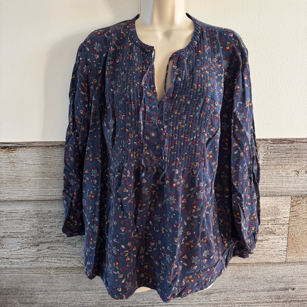 Old Navy Blue Long Sleeve Relaxed Blouse